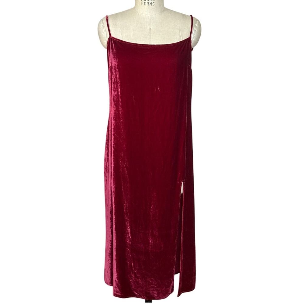 Reformation Ariana Midi Dress Red Velvet Size XL XLarge Party Jewel Tone Ruby